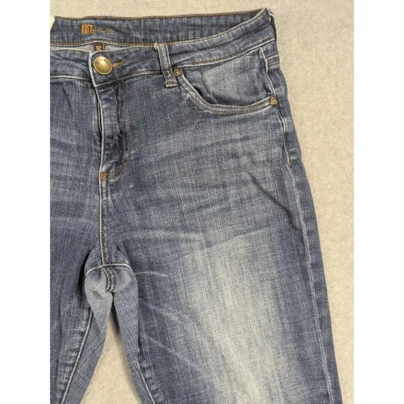Kut from the Kloth Jeans Womens Size 12 Blue Amy Crop Straight Leg Rolled Cuffs - Picture 3 of 15